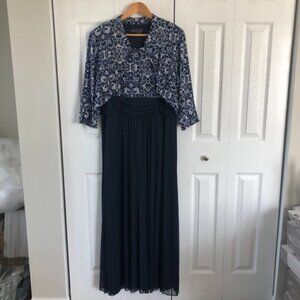 Jessica Howard Navy Formal Mother of the Bride Maxi Dress & Jacket